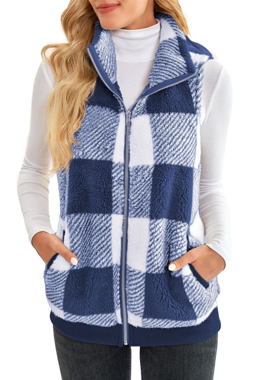 Kathiadress Thick double-sided velvet  stand collar sleeveless vest jacket