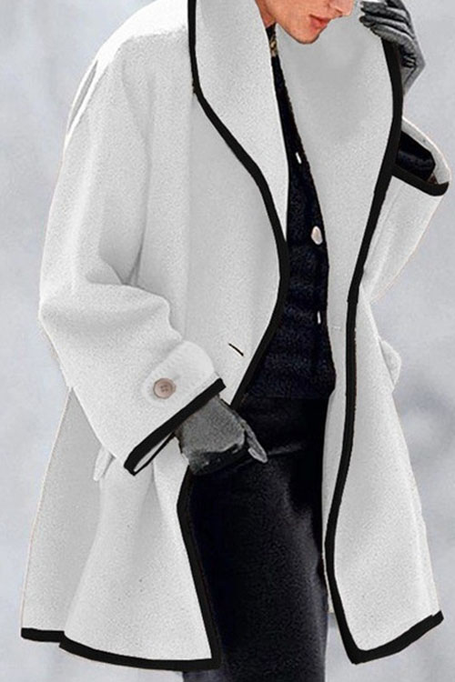 Kathiadress Autumn and winter round neck loose hooded woolen coat