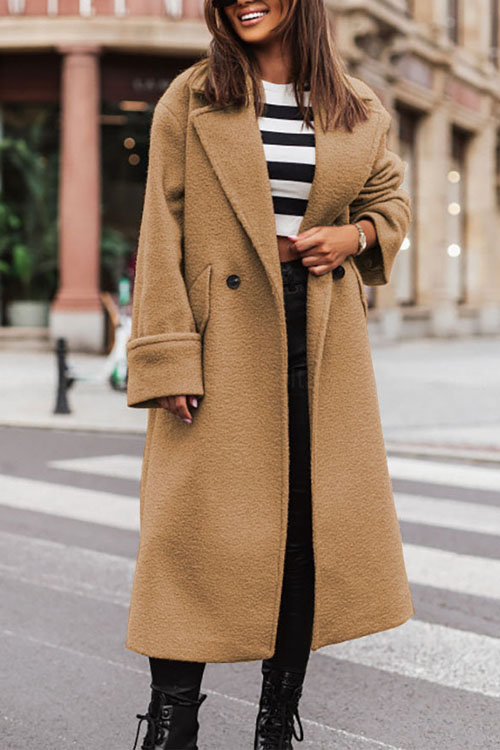 Kathiadress lovely winter long suit collar woolen coat