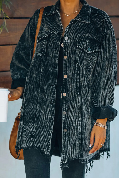Kathiadress Oversized washed corduroy cotton distressed vintage jacket