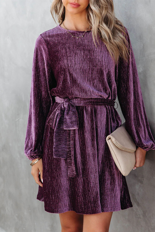 Kathiadress  Party casual velvet pressed lace-up dress