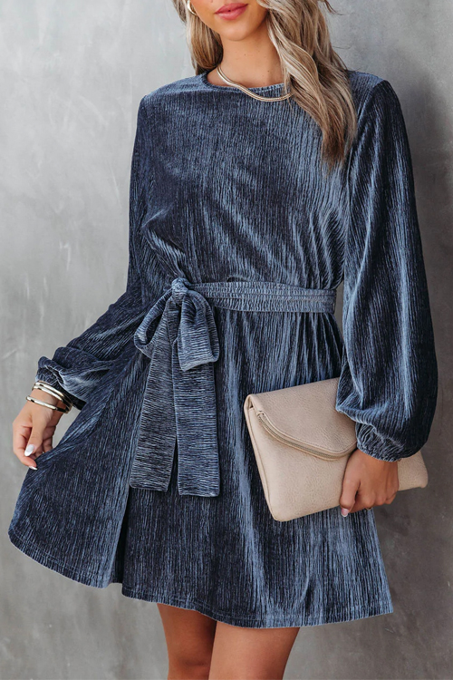 Kathiadress  Party casual velvet pressed lace-up dress