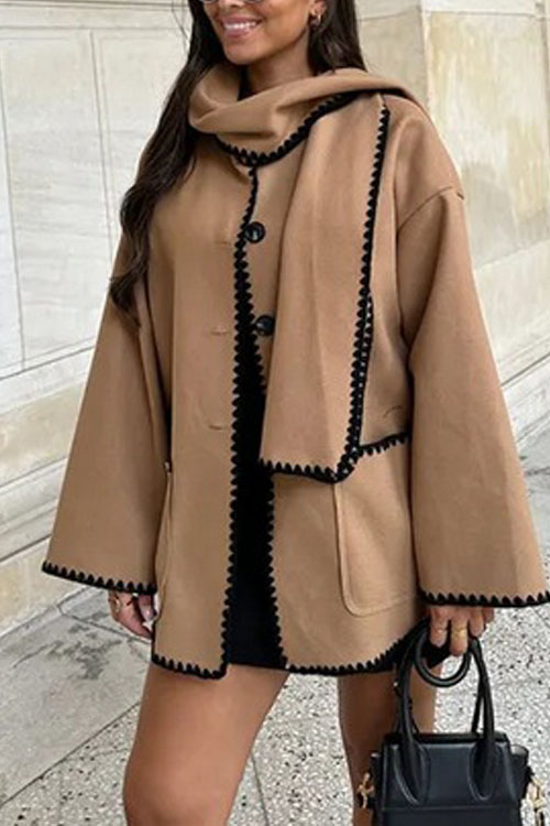 Kathiadress Stylish Casual Suit Scarf Elegant Coat
