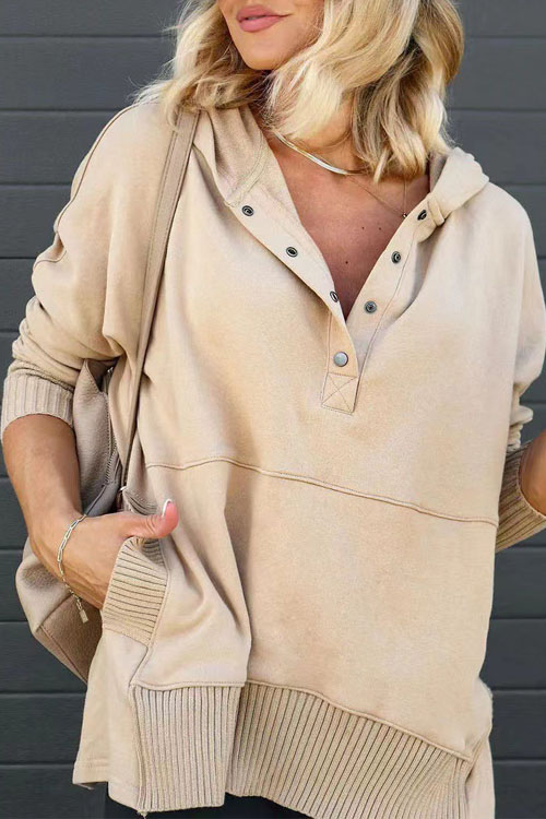 Kathiadress V-neck hooded irregular sweatshirt