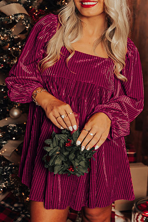 Kathiadress  Plus Size Solid Color Velvet Square Neck Dress