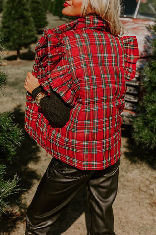 Kathiadress Christmas-style plaid quilted vest jacket