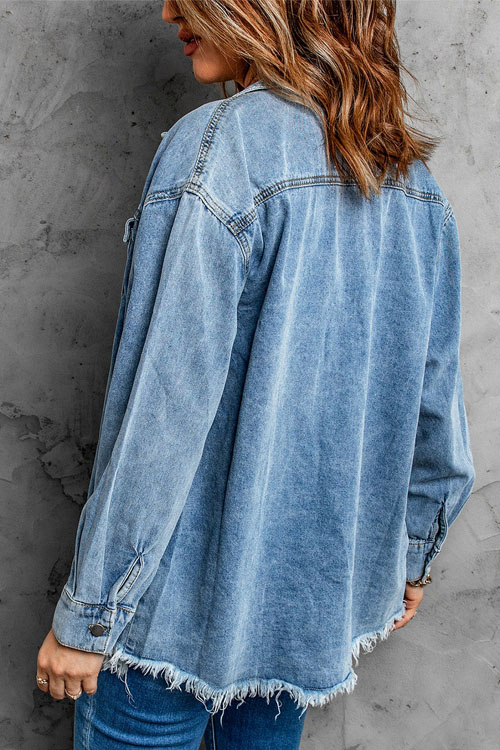 Kathiadress Trendy Denim Lapel Loose Simple Shirt Top