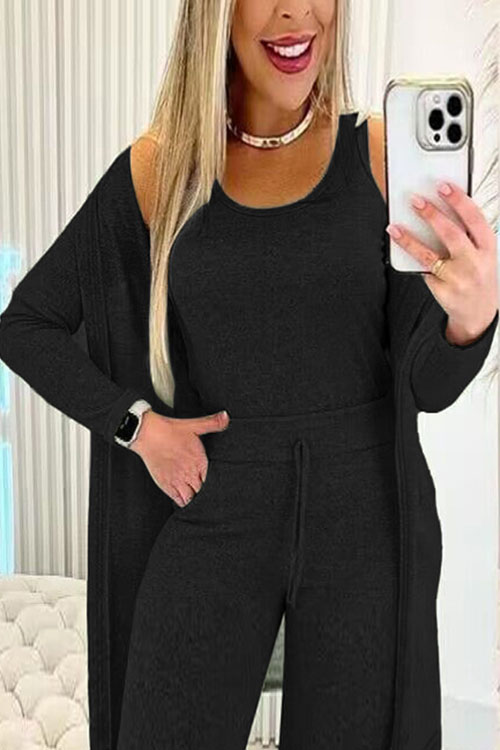 Kathiadress Lounge wear round neck solid color 3-piece casual suit