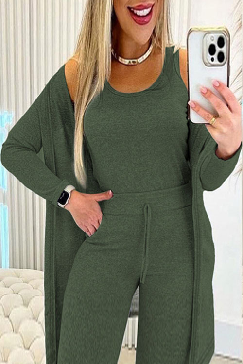 Kathiadress Lounge wear round neck solid color 3-piece casual suit