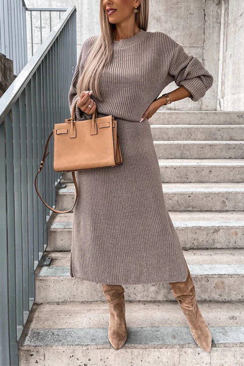 Kathiadress Casual round neck pullover long sleeve dress