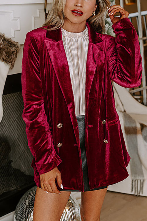Kathiadress Double-breasted velvet suit jacket