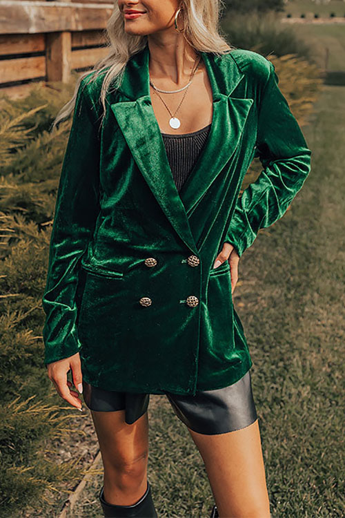 Kathiadress Double-breasted velvet suit jacket