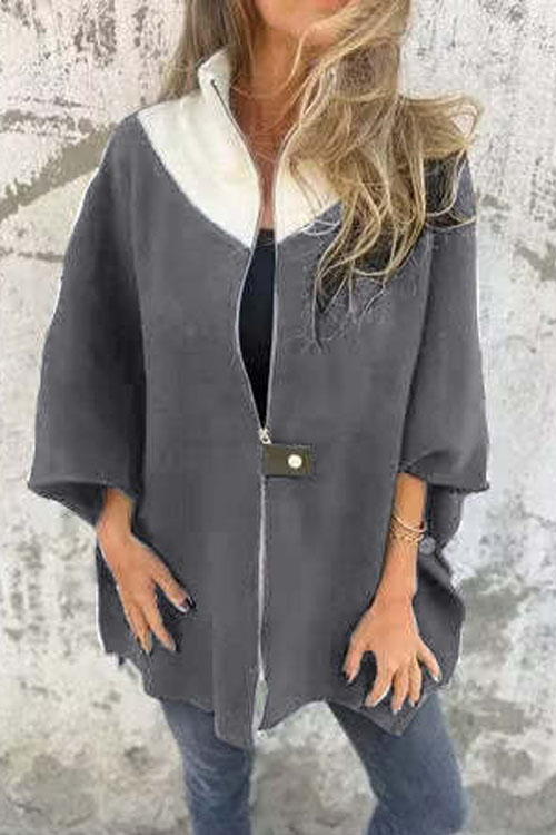 Kathiadress Casual Loose Zip-Up Stand Collar Jacket
