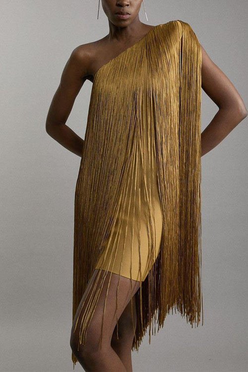 Kathiadress elegant tassel party gown dress 