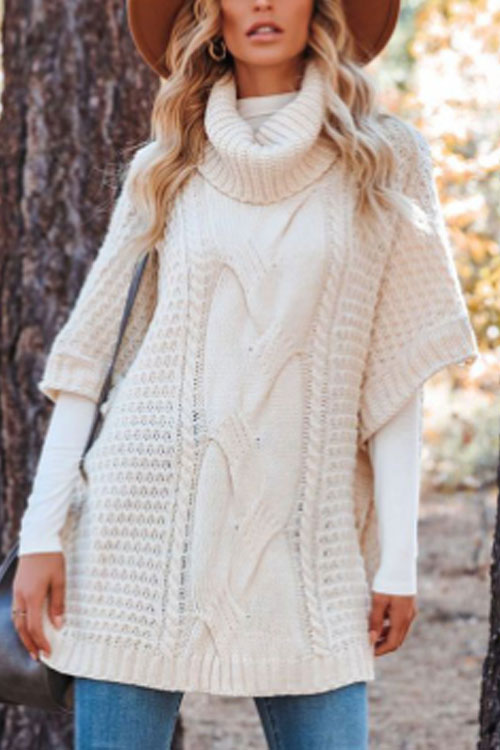Kathiadress turtleneck twist shawl crew neck sweater