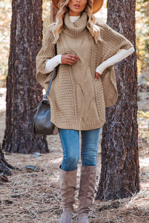 Kathiadress turtleneck twist shawl crew neck sweater