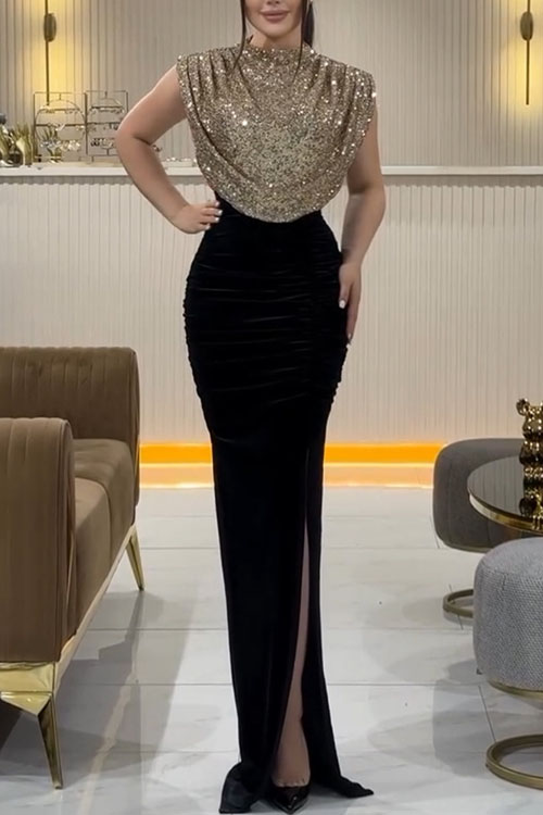 Kathiadress Sequin party slit panel dress