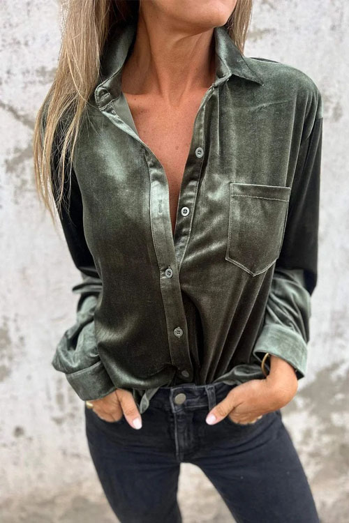 Kathiadress Stylish velvet lapel shirt