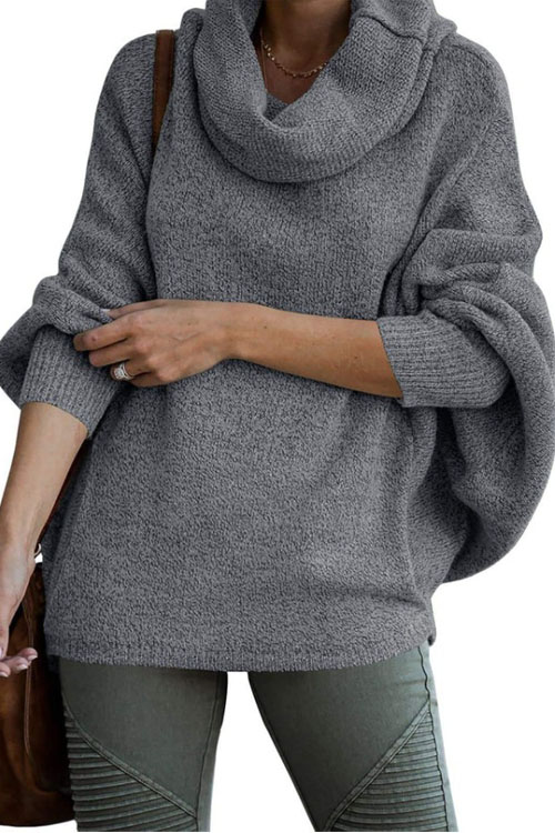 Kathiadress  Fashionable pullover lantern loose long sleeve sweater