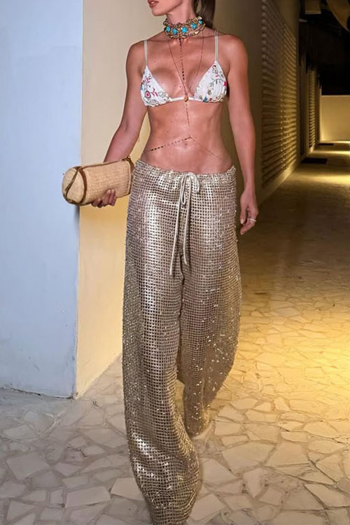 Kathiadress Vacation gold foil trousers