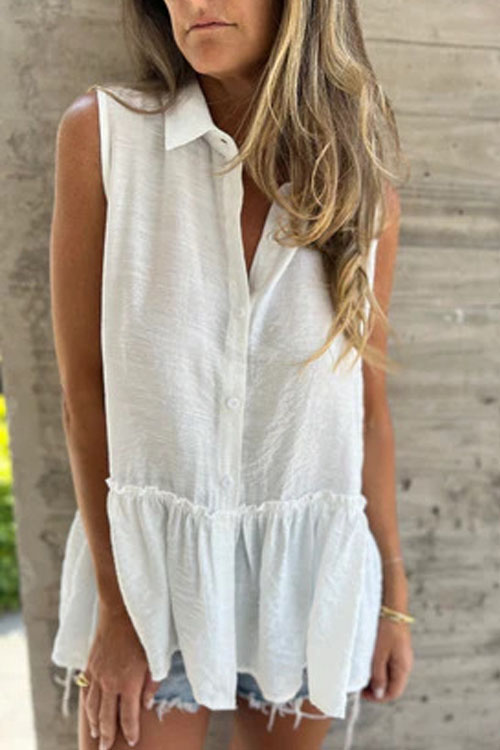 Kathiadress Lapel Button Down Pleated Ruffle Holiday Shirt