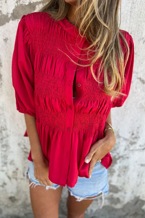 Kathiadress Round Neck Button Casual Fashion Short Sleeve Range Top