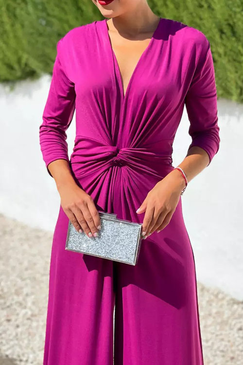Kathiadress Chic Twisted Knot Wide-leg Jumpsuit 