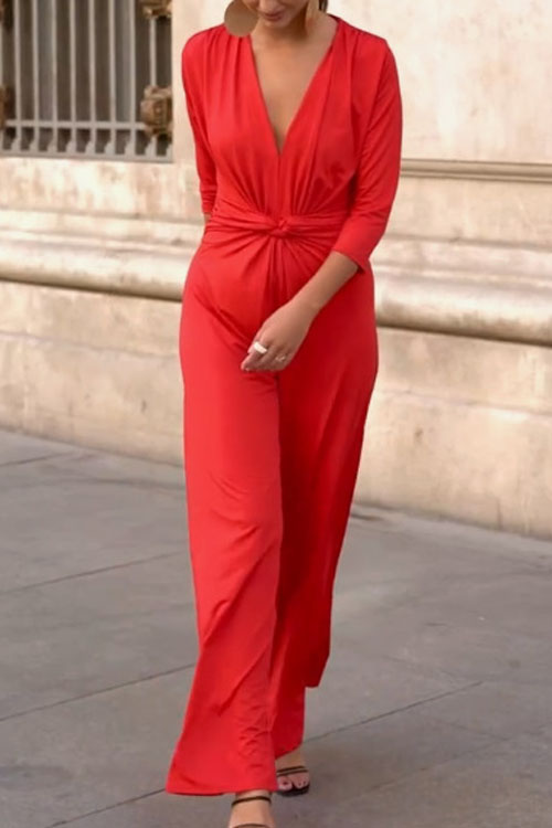 Kathiadress Chic Twisted Knot Wide-leg Jumpsuit 