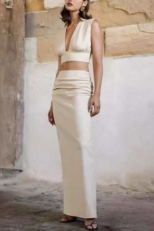 Kathiadres Holiday Party Sleeveless Bustier Two-piece Set