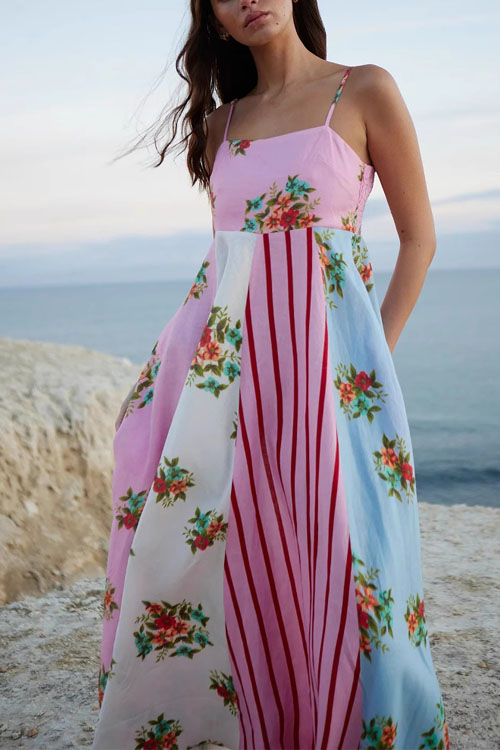 Kathiadress Halter Graffiti Printed Hem Dress