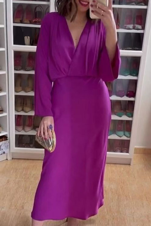 Kathiadress Vintage Cinched Waist V-neck Maxi Dress