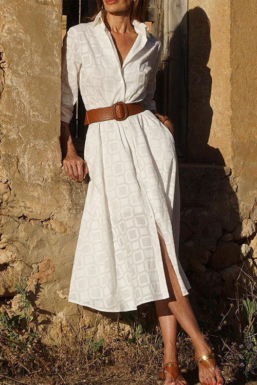 Kathiadress Stylish Check Printed Shirt Dress
