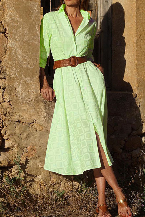 Kathiadress Stylish Check Printed Shirt Dress