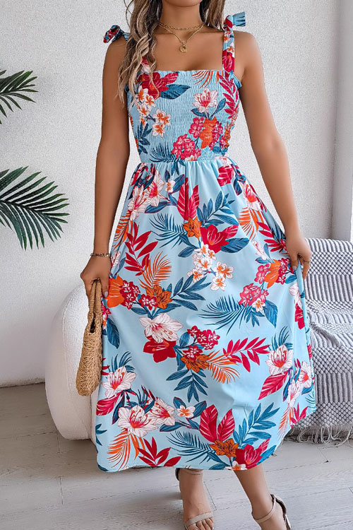 Kathiadress Floral Lace Up Waist Sling Skirt Holiday Beach Long Skirt