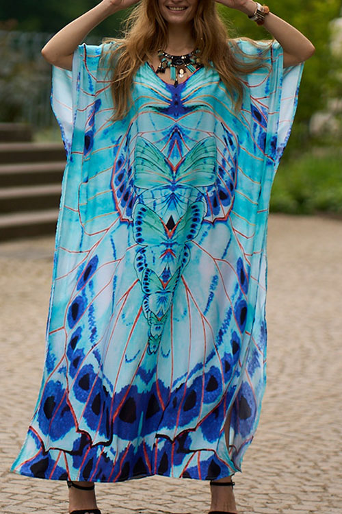 Kathiadress Beach Loose Plus Size Cover Up Long Dress