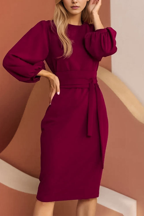 Kathiadress Spring Lantern Sleeve Pencil Bodycon Dress