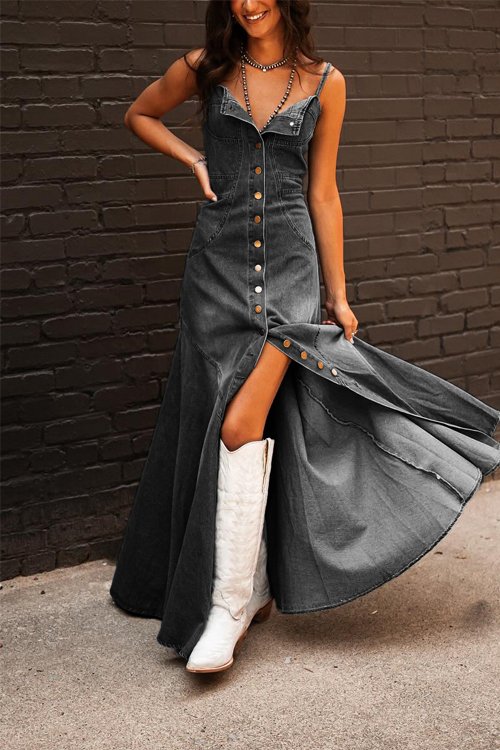 Kathiadress Retro Old Slim Buttoned Long Skirt