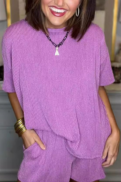 Kathiadress Casual Short-Sleeve Shirt & Shorts Set