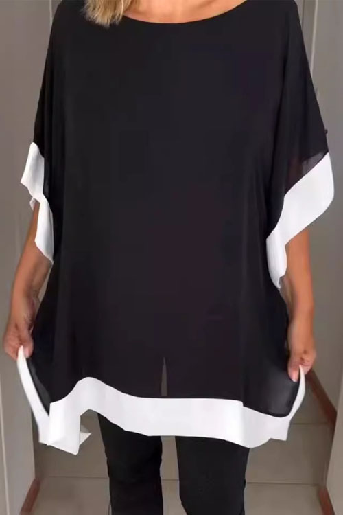 Kathiadress Round Neck Loose Batwing Sleeve T-shirt