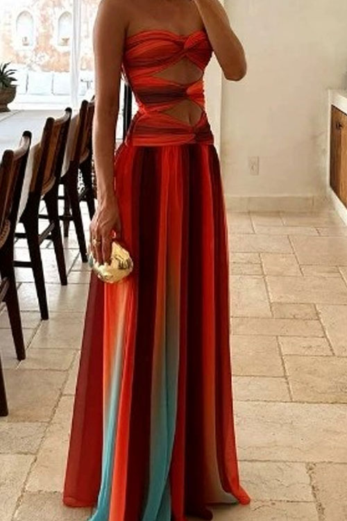 Kathiadress Vacation Travel Fashion Gradient Casual Dress