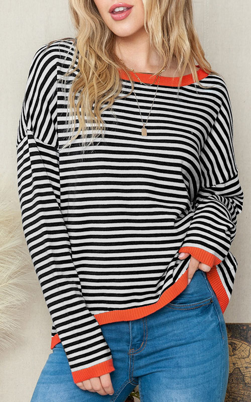 Kathiadress Loose Long Sleeve Knit Pullover Top