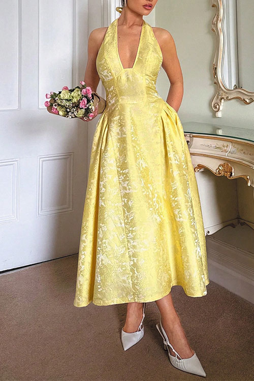 Kathiadress Retro embossed V-neck dress