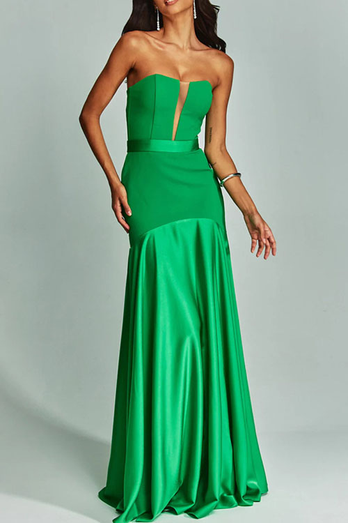 Kathiadress Satin Patchwork Wrap Chest Fairy Dress