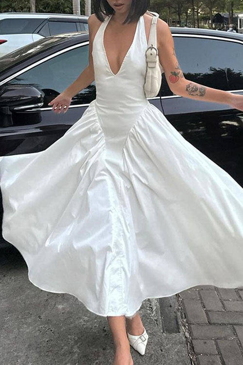 Kathiadress Deep V-neck halter dress