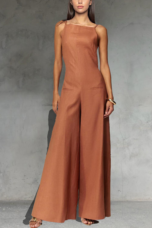 Kathiadress Halter Loose Vacation One Piece Wide Jumpsuit