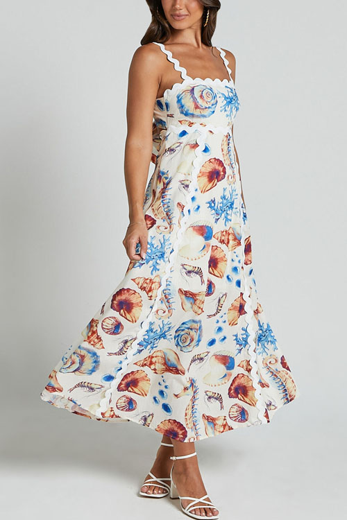 Kathiadress Printed Halter Patchwork Dress
