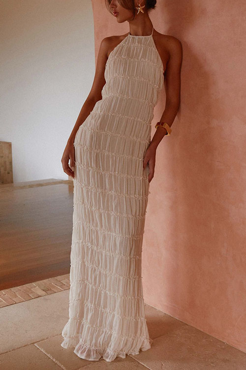 Kathiadress Backless pleated long dress