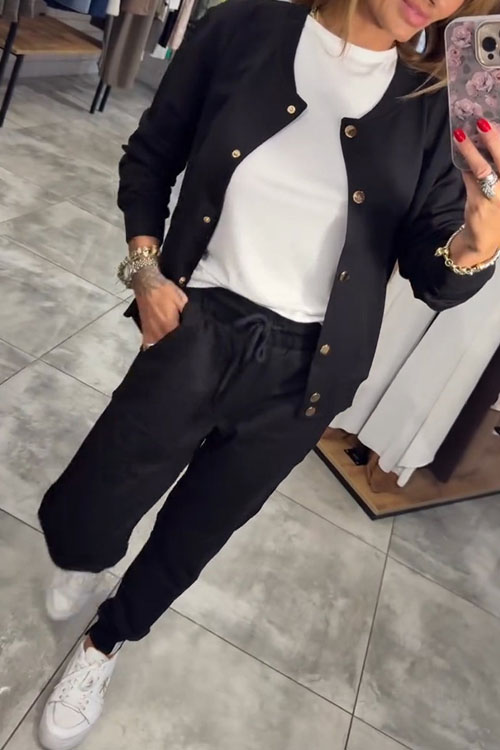 Kathiadress Casual Hoodie Jacket Set (Two Pieces)