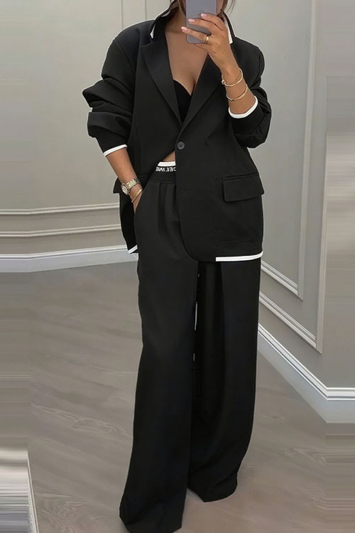Kathiadress Stylish jacket+casual wide-leg pants suit set