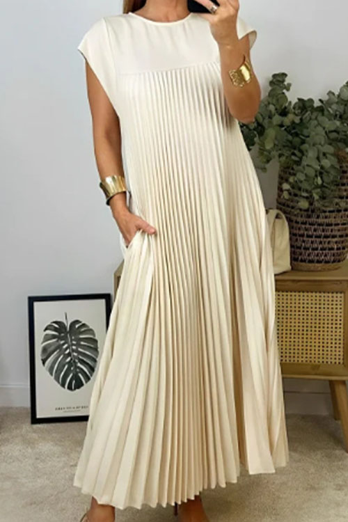 Kathiadress Sleeveless Loose Pleated Design Dress 